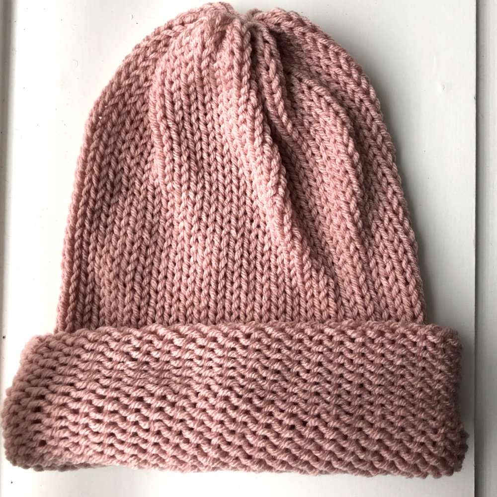 Handmade crochet pinky rose beanie
